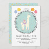 Handgezeichnete Llama Birthday Party Einladung (Vorne/Hinten)