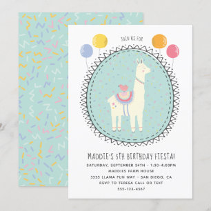 Handgezeichnete Llama Birthday Party Einladung