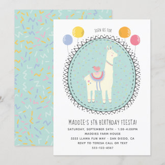 Handgezeichnete Llama Birthday Party Einladung