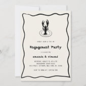 Handgezeichnete Lobster Seafood Theme Engagement P Einladung (Vorderseite)