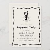 Handgezeichnete Lobster Seafood Theme Engagement P Einladung (Vorne/Hinten)