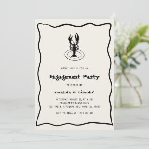 Handgezeichnete Lobster Seafood Theme Engagement P Einladung