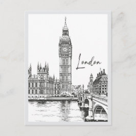 Handgezeichnete Londoner Straßenszene Landmarke Postkarte