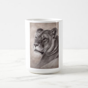 Handgezeichnete Löwinnen-Kunst Kaffeetasse