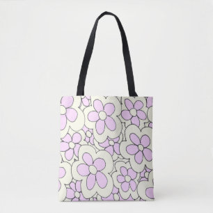 Handgezeichnete lustige Blume drucken pink weiß Tasche