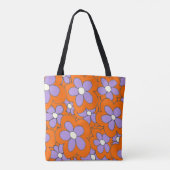 Handgezeichnete lustige Blume druckorange lila Tasche (Rückseite)