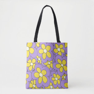 Handgezeichnete lustige Blume lila Tasche