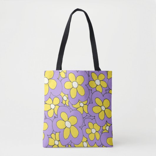 Handgezeichnete lustige Blume lila Tasche (Vorderseite)