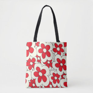 Handgezeichnete lustige Blume rot bedruckt Tasche