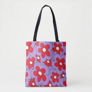 Handgezeichnete lustige Blume rot lila Tasche