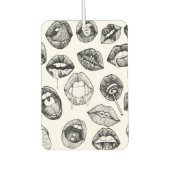 Handgezeichnete Lusziale Lippen in Schwarz und Wei Autolufterfrischer (Vorderseite)