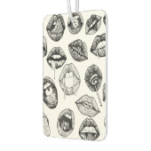 Handgezeichnete Lusziale Lippen in Schwarz und Wei Autolufterfrischer (Links)