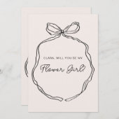 Handgezeichnete Mädchenkarte der Whimsical Ribbon- Einladung (Vorne/Hinten)