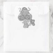 Handgezeichnete Magie Pilze Doodle Quadratischer Aufkleber (Tasche)