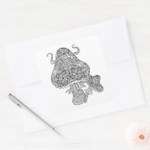 Handgezeichnete Magie Pilze Doodle Quadratischer Aufkleber (Umschlag)