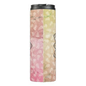 Handgezeichnete Mandala-Blume auf Blätter Thermosbecher (Rückseite)