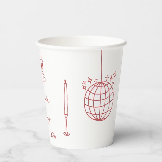 Handgezeichnete Maroon Illustrations Doodles Hochz Pappbecher (Rückseite)