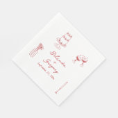 Handgezeichnete Maroon Illustrations Doodles Hochz Serviette (Ecke)