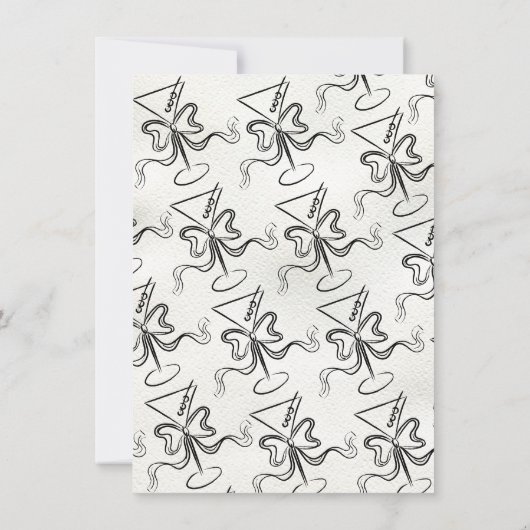 Handgezeichnete Martini Bow Funky Engagement Party Einladung (Rückseite)