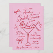 Handgezeichnete Martini Bridal-Dusche Einladung na (Vorne/Hinten)