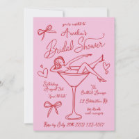 Handgezeichnete Martini Bridal-Dusche Einladung na