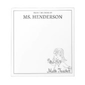 Handgezeichnete Mathelehrerin Notizblock (Vorderseite)