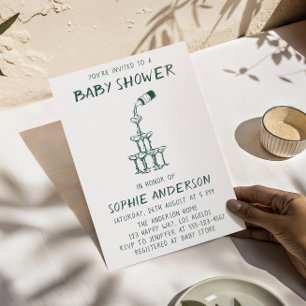Handgezeichnete minimalistische Babyparty-Feier Einladung