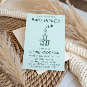Handgezeichnete minimalistische Babyparty-Feier Einladung