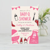 Handgezeichnete Minimalistische BaByQ-Girl-Babydus Einladung (Stehend Vorderseite)