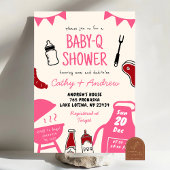 Handgezeichnete Minimalistische BaByQ-Girl-Babydus Einladung