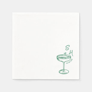 Handgezeichnete minimalistische einfache Cocktailh Serviette