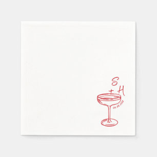 Handgezeichnete minimalistische einfache Cocktailh Serviette