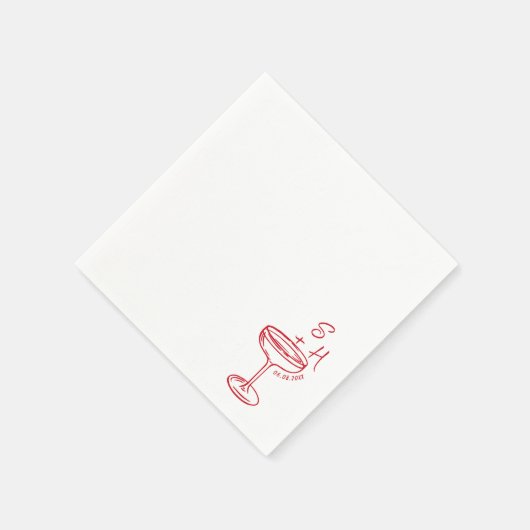 Handgezeichnete minimalistische einfache Cocktailh Serviette (Ecke)