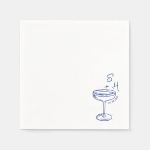 Handgezeichnete minimalistische einfache Cocktailh Serviette