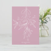 Handgezeichnete Mistel & Schleife Weihnachten Rosa (Stehend Vorderseite)