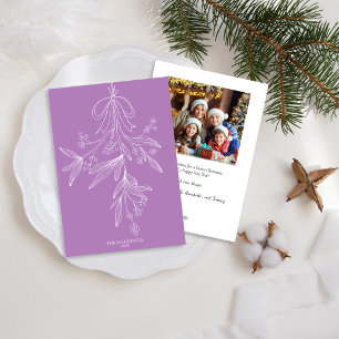 Handgezeichnete Mistel & Schleife Weihnachts-Wiste Feiertagskarte