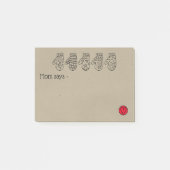 Handgezeichnete Mitten und Herz für Mamas Post-it Klebezettel (Vorderseite)