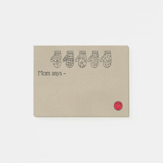 Handgezeichnete Mitten und Herz für Mamas Post-it Klebezettel