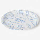 Handgezeichnete moderne Geburtstagszeit jedes Alte Pappteller (Schrägansicht)