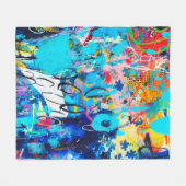 Handgezeichnete moderne Mehrfarbige gemischte Med Fleecedecke (Vorderseite (Horizontal))