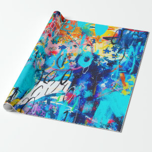 Handgezeichnete moderne multicolor Mixed-Media-Kun Geschenkpapier