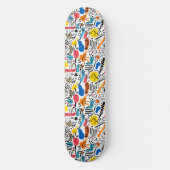 Handgezeichnete, moderne, spielerische Muster Skateboard (Vorderseite)