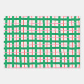 Handgezeichnete moderne Weihnachts-Karomuster Geschenkpapier Set (Vorderseite)