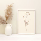 Handgezeichnete Mohn-Wandkunst Blumenprint Minimal Poster