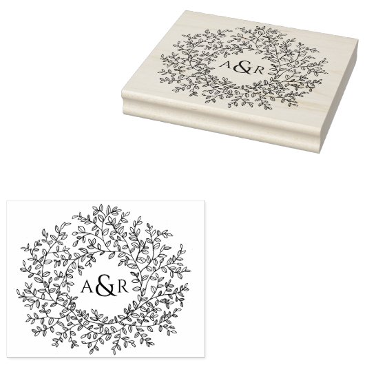 Handgezeichnete Mono-Pärchen-Initialen Hochzeit Gummistempel (Stempel)