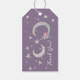 Handgezeichnete Moon Star Blume Danke, Baby Dusche Geschenkanhänger