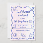 Handgezeichnete Muscheln Rosa Bachelorette Einladung (Vorderseite)