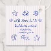 Handgezeichnete Muscheln Rosa Bachelorette Geschenkanhänger (Rückseite)