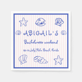 Handgezeichnete Muscheln Rosa Bachelorette Serviette