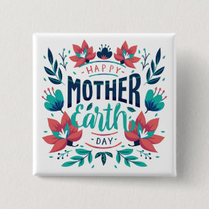 Handgezeichnete Mutter Erde Tag Design-23184 Button